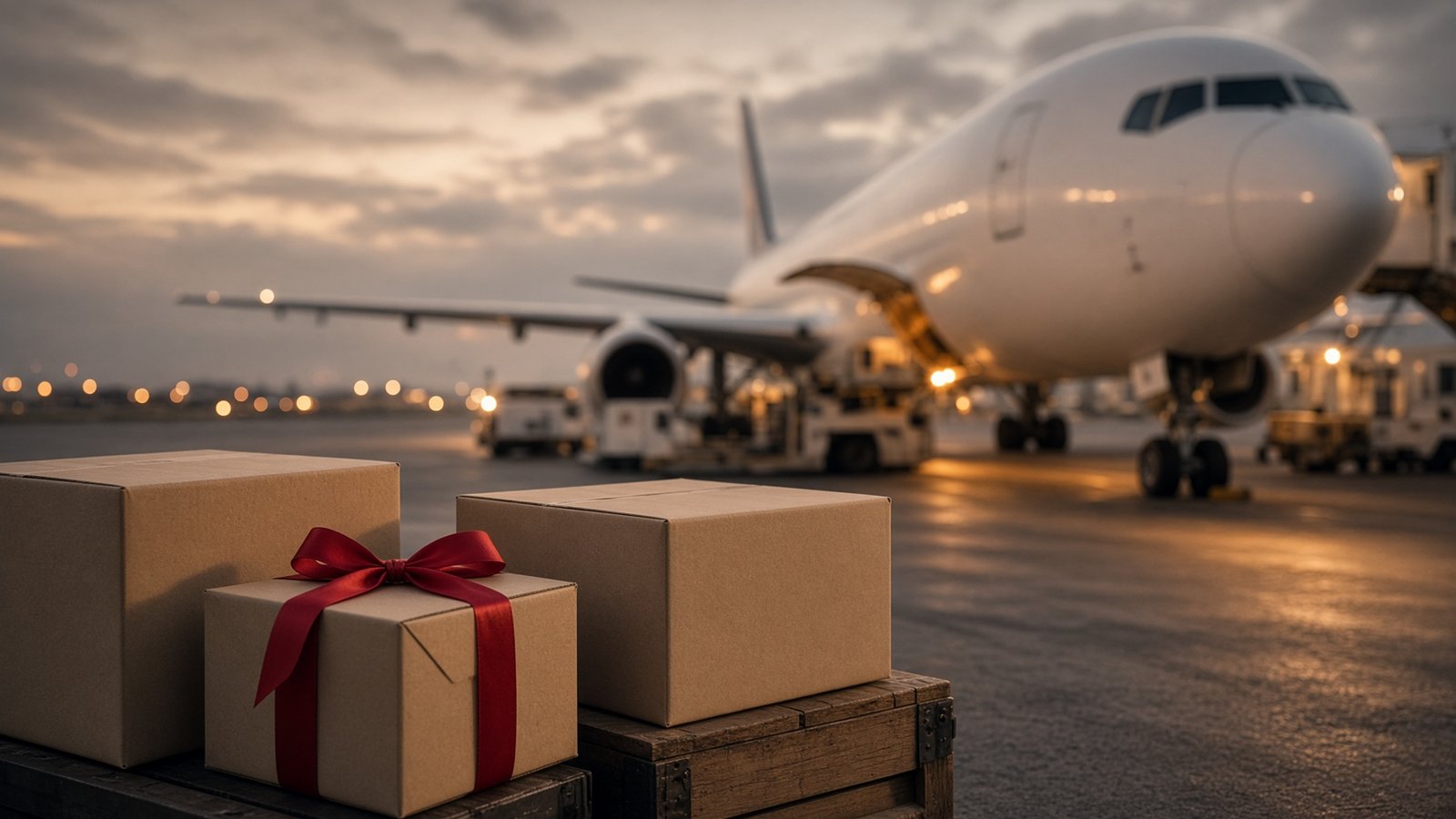 Cargo aircraft at dusk